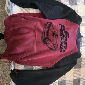 Fast & Furious Graphic Raglan Hoodie - Maroon and Black